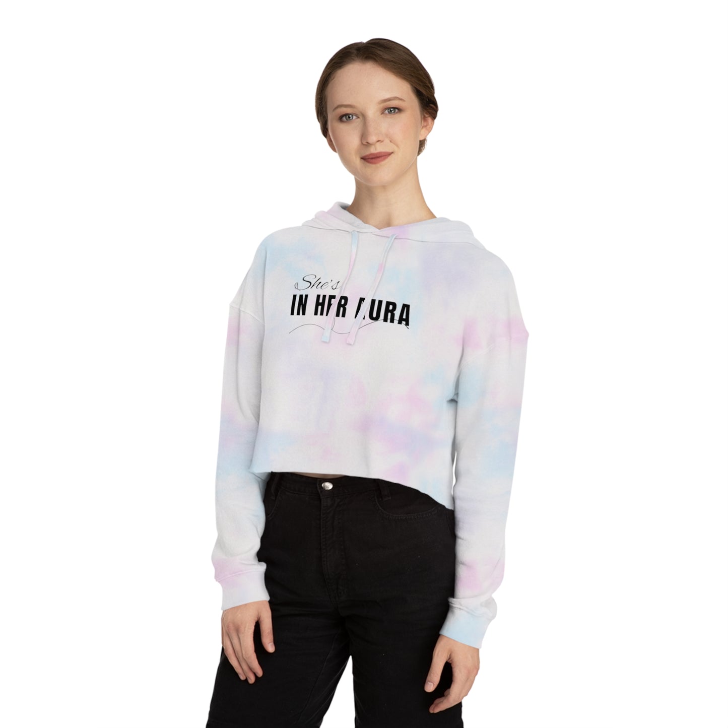 She's In Her Aura - Women’s Cropped Hooded Sweatshirt