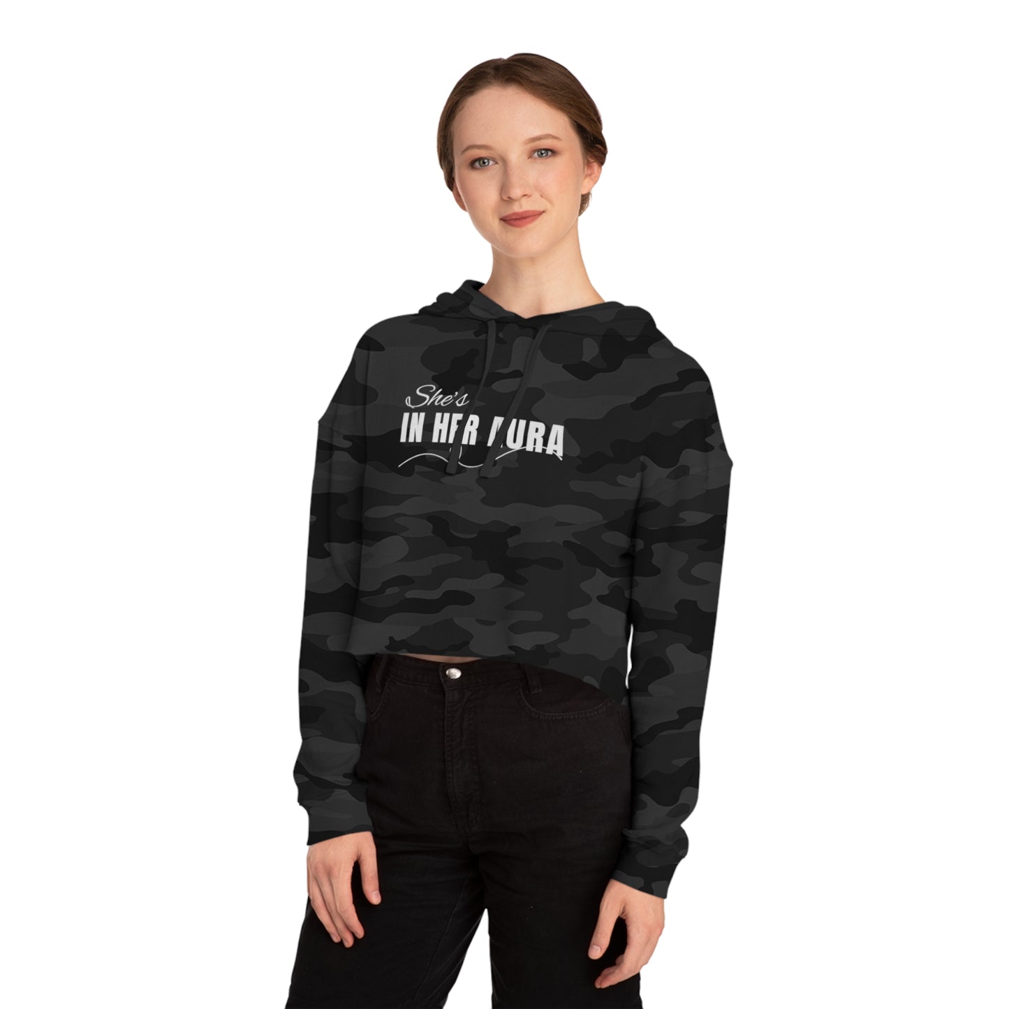 She's In Her Aura - Women’s Cropped Hooded Sweatshirt