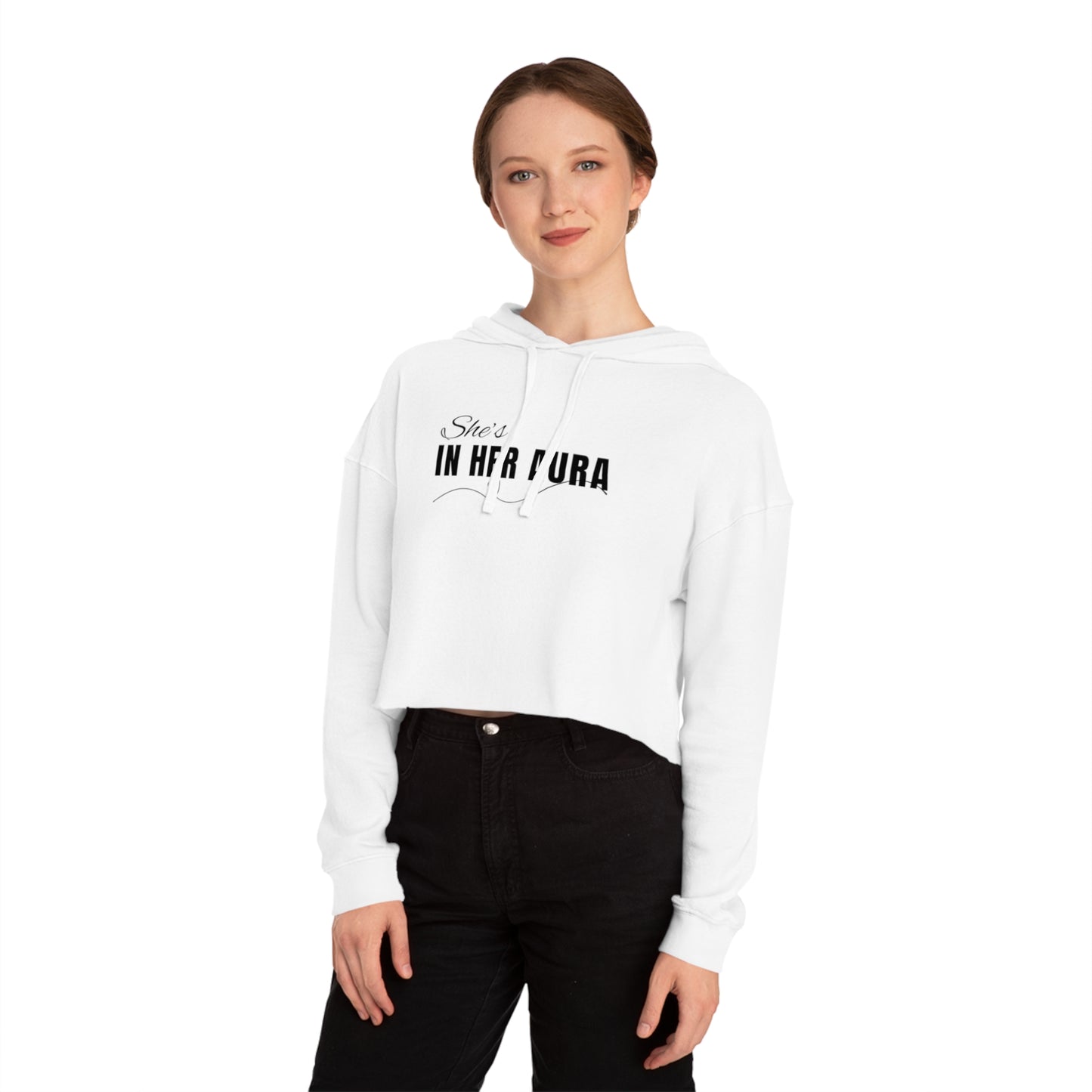 She's In Her Aura - Women’s Cropped Hooded Sweatshirt