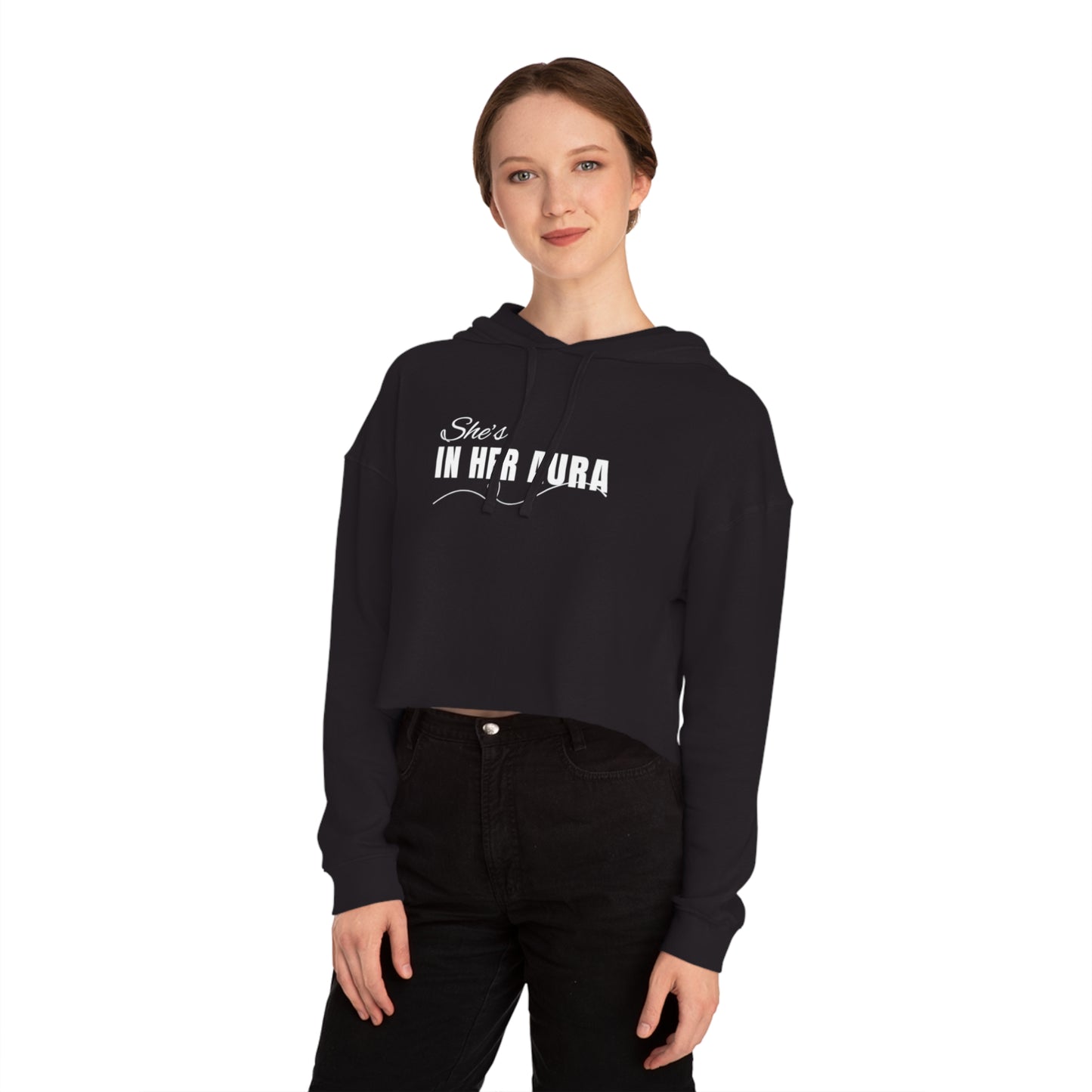 She's In Her Aura - Women’s Cropped Hooded Sweatshirt