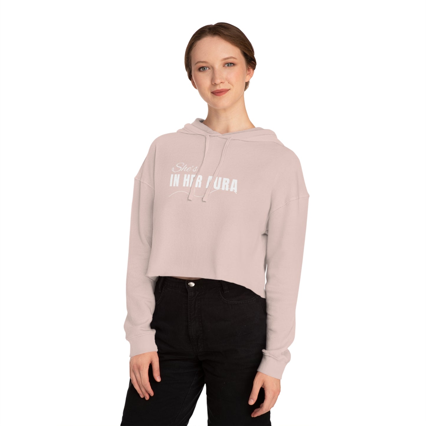 She's In Her Aura - Women’s Cropped Hooded Sweatshirt