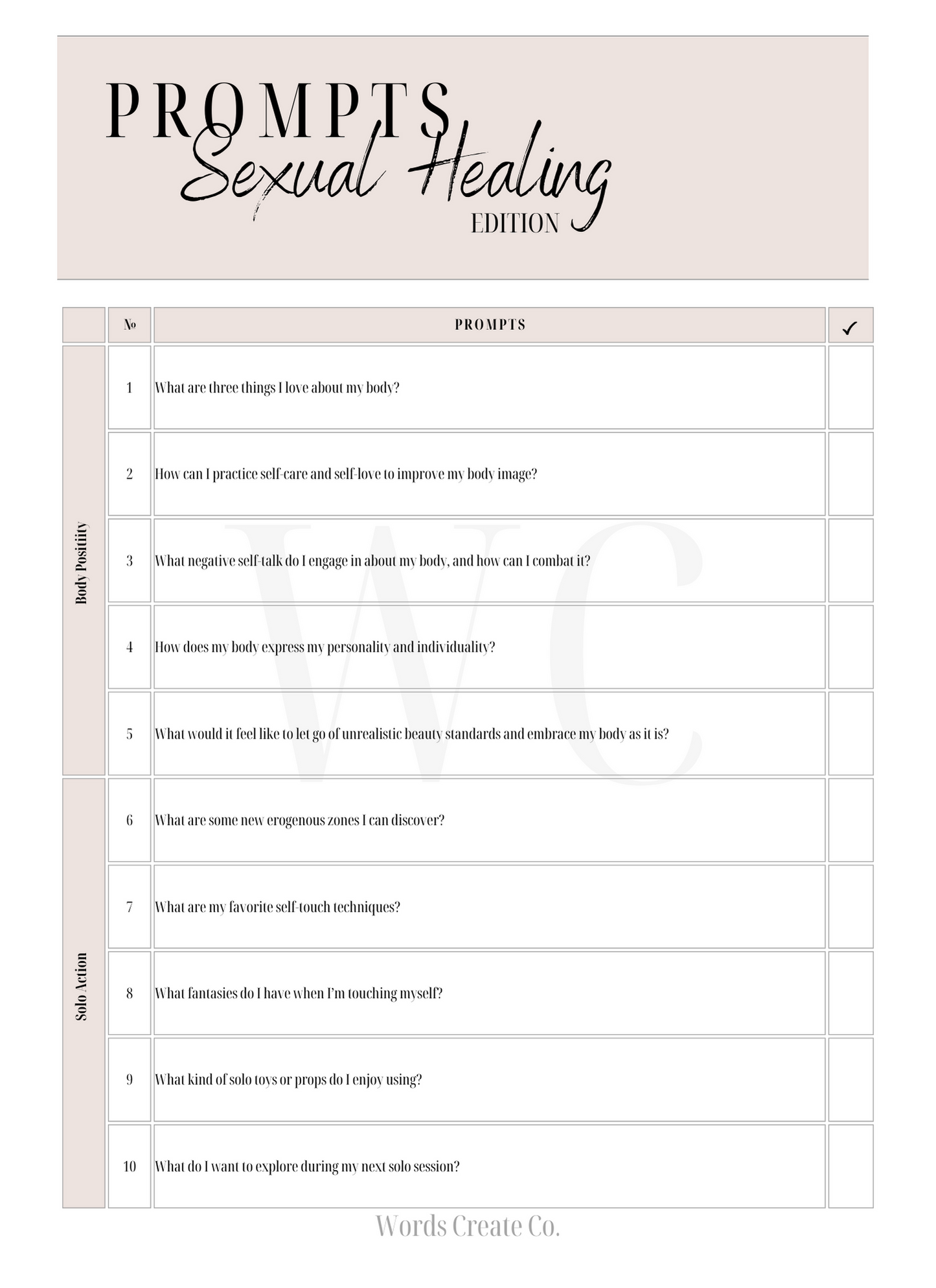 Sexual Healing Journal Prompts: Free Digital Download